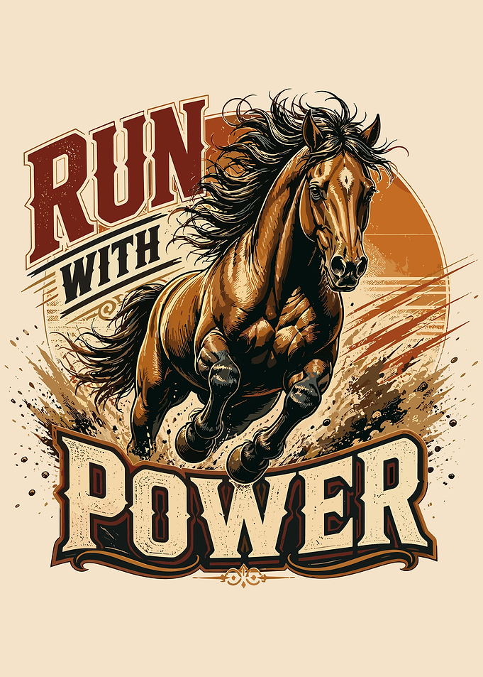Run With Power Horse Poster Western Galloping Horse Wall Art