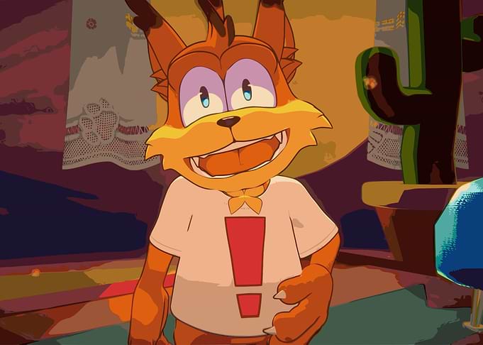 Bubsy 4d Fox Character with Exclamation Mark Shirt