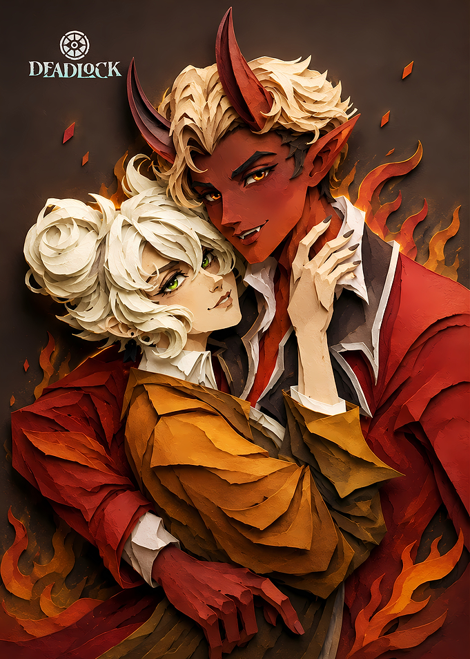 Demon and Angel Embracing