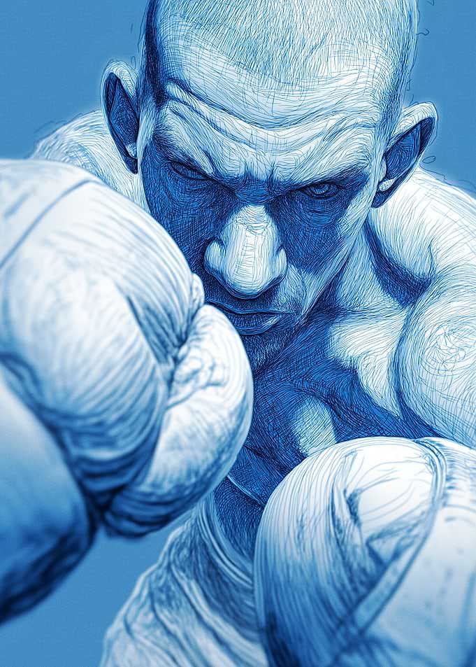Boxer in Fighting Stance