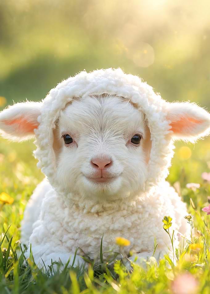 Cute Lamb in a Field
