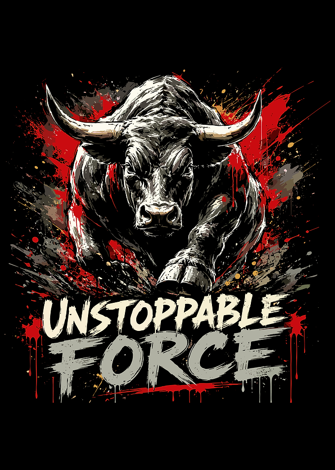Unstoppable Force Bull Poster Powerful Motivational Wall Art