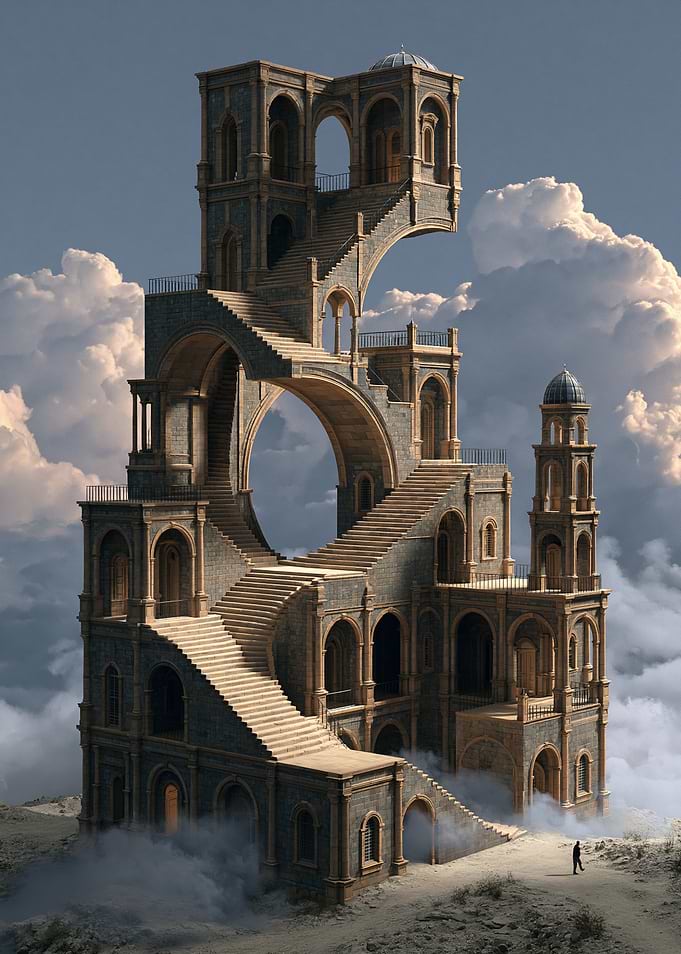 Escher-esque Staircase in the Clouds