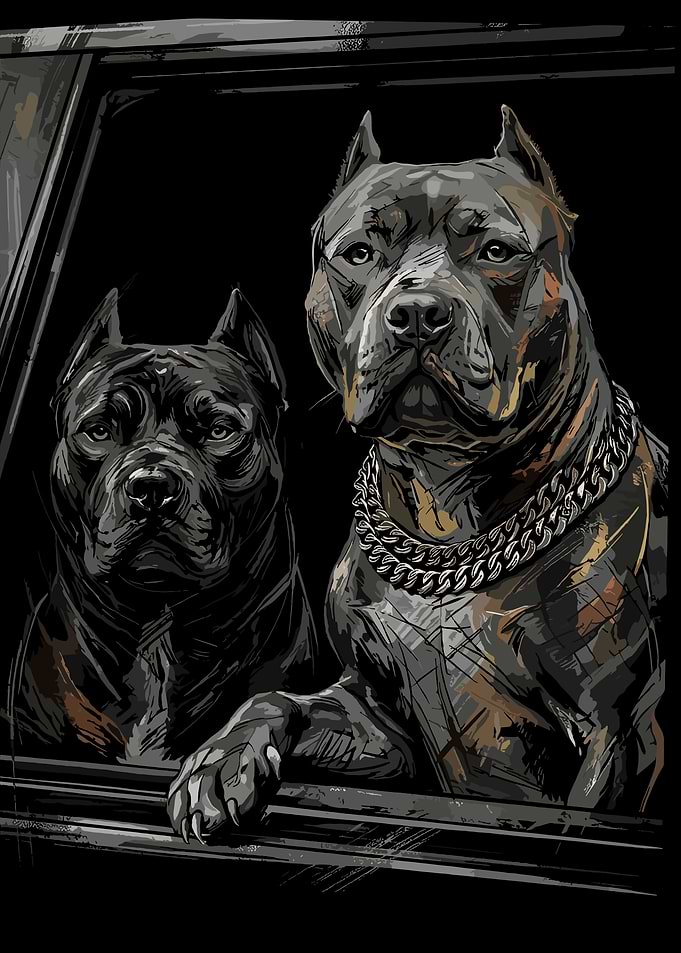 Two Pit Bulls in a Car