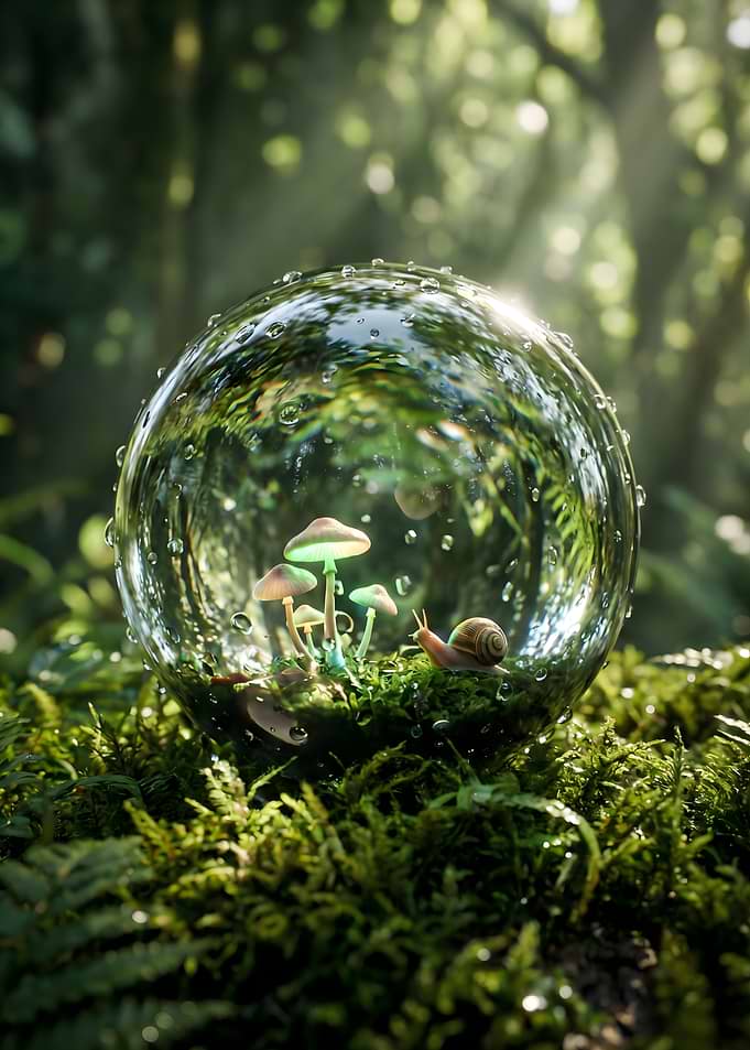 Magical Forest Terrarium with Snail and Mushrooms