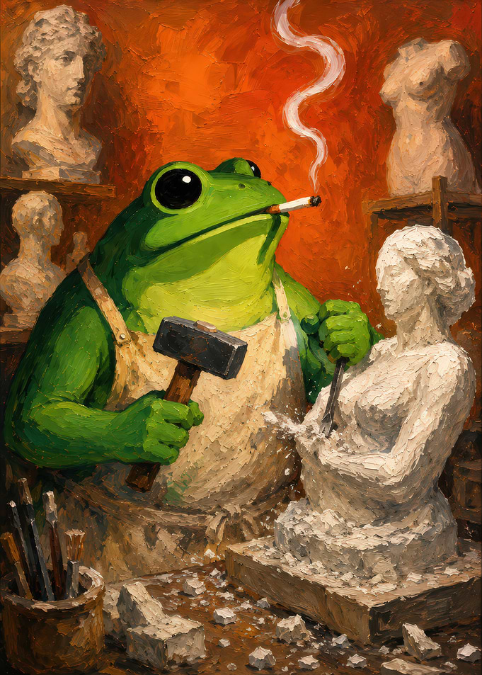 Frog Sculptor Smoking