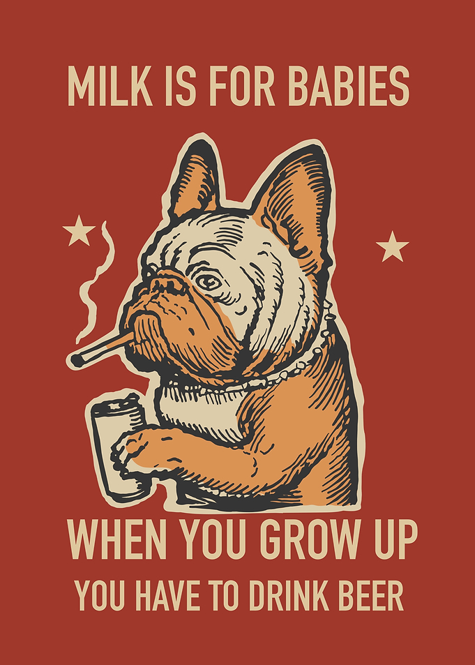 French Bulldog Drinking Beer