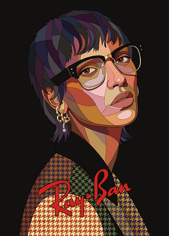 Ray-Ban Geometric Portrait with Houndstooth