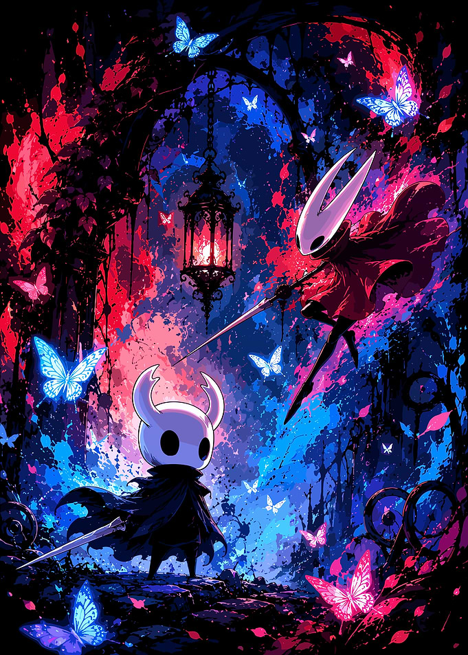 Hollow Knight Characters in a Magical Forest