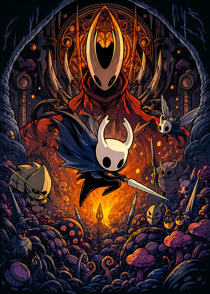 Hollow Knight Characters in Dark Fantasy Setting