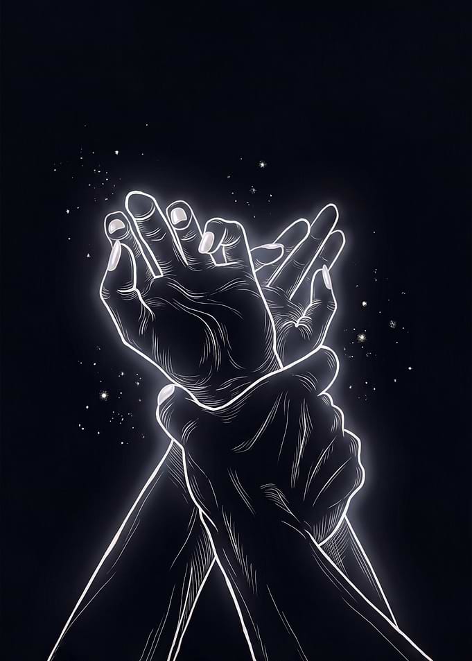 Sexy Hands with Glowing Outline in the dark