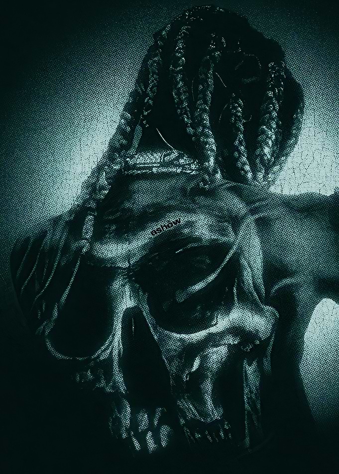 Dark Skull with Braids