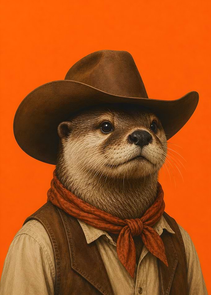 Otter Cowboy with Red Scarf
