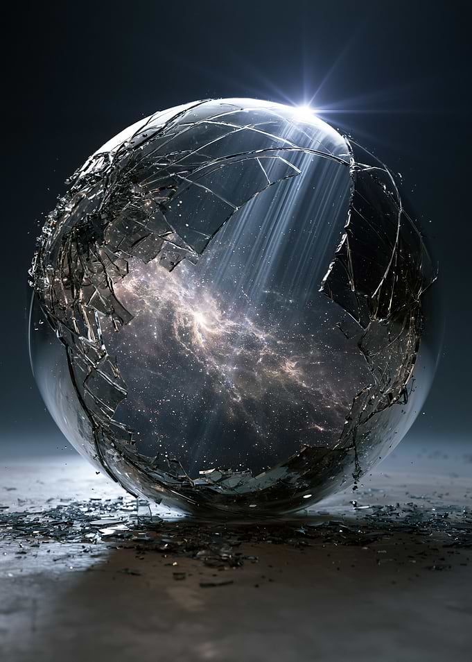 Shattered Crystal Ball with Galaxy Inside