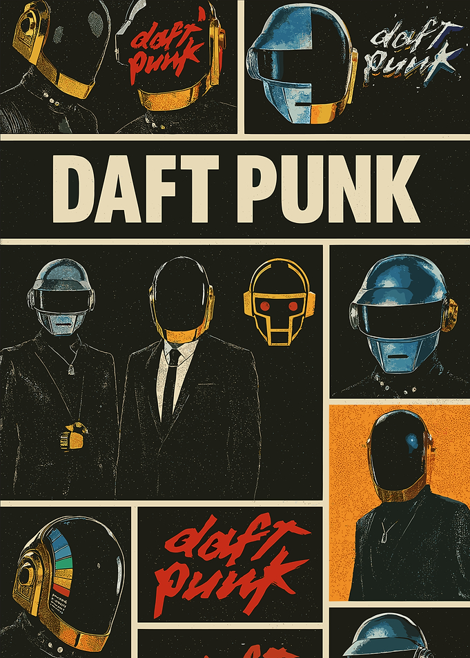 Daft Punk Helmets and Logo Collage