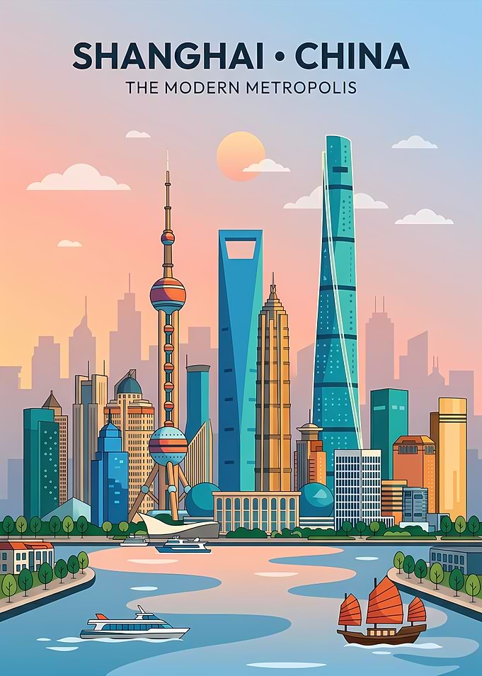 Shanghai Skyline at Sunset