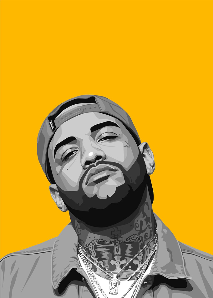 Pixel Art Portrait of a Man with Tattoos