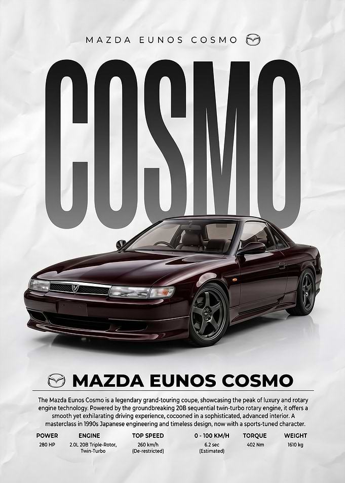 sleek Mazda Cosmo Car Poster