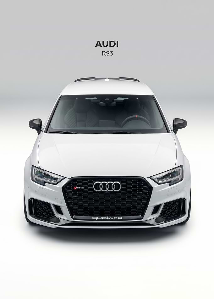 sleek Audi RS3 Front View car poster