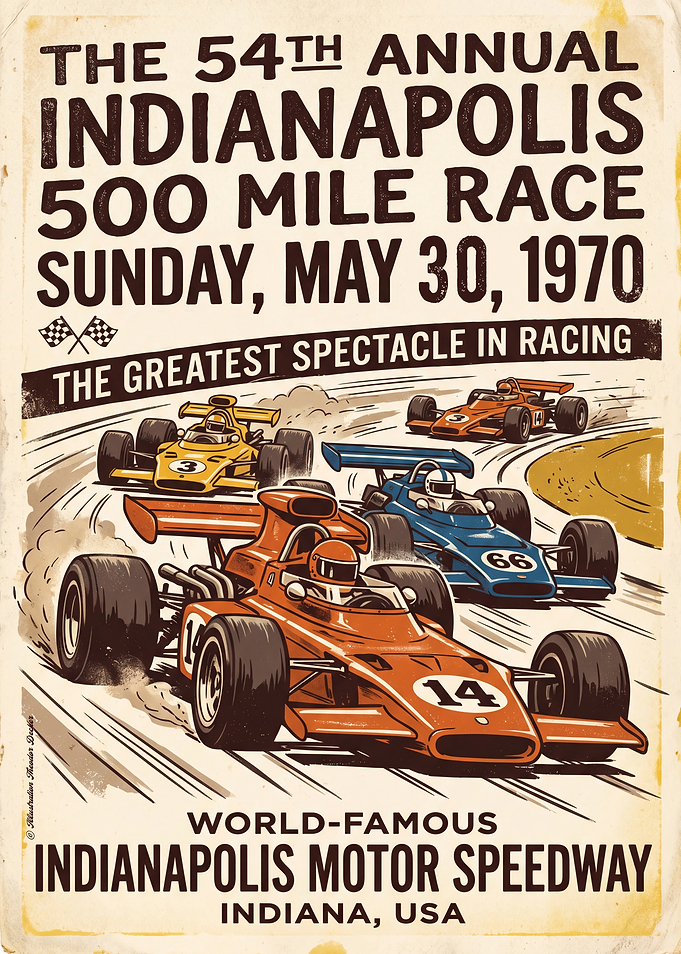 Indianapolis 500 Mile Race Poster 1970