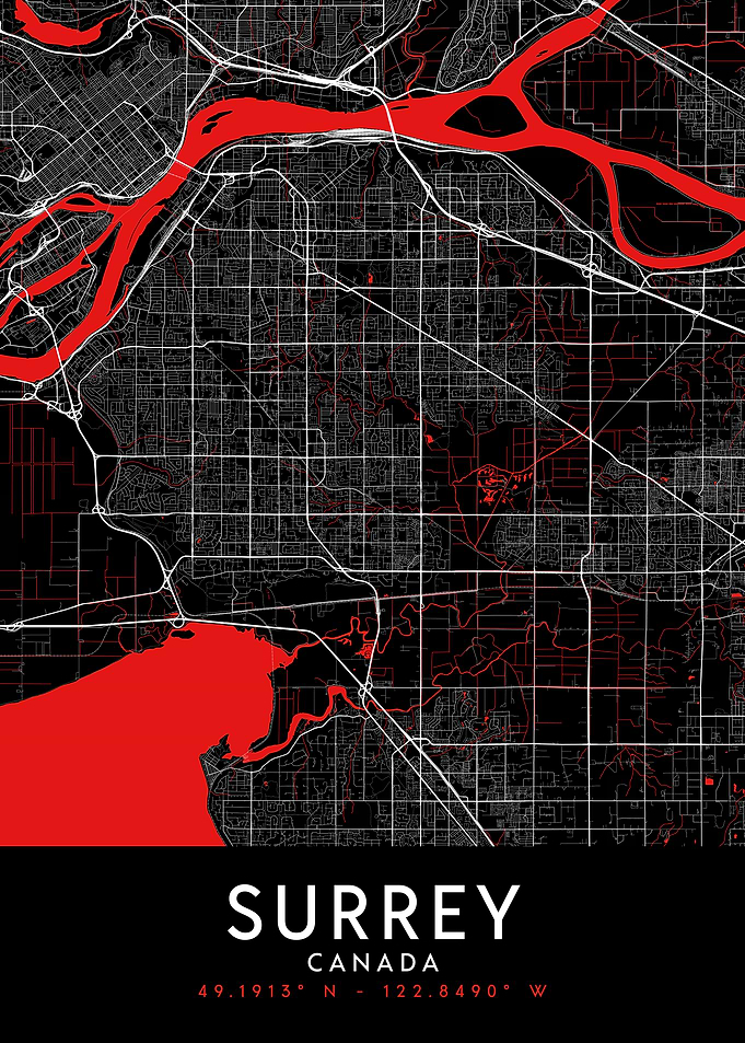 Surrey Canada Dark Map