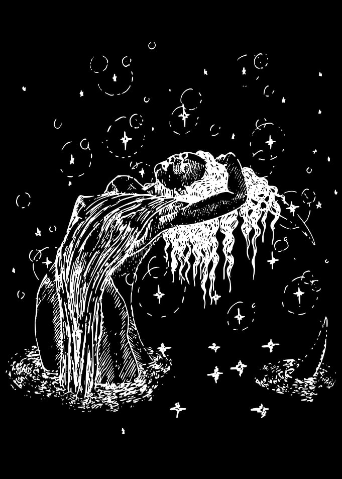 Woman in Water with Bubbles