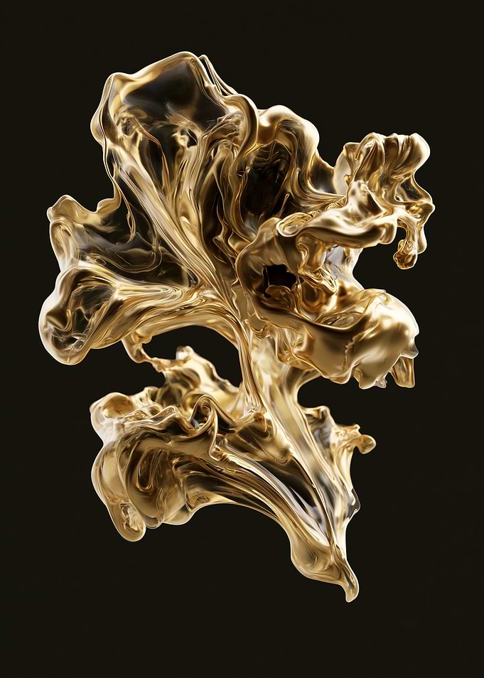 Abstract Gold Liquid Sculpture