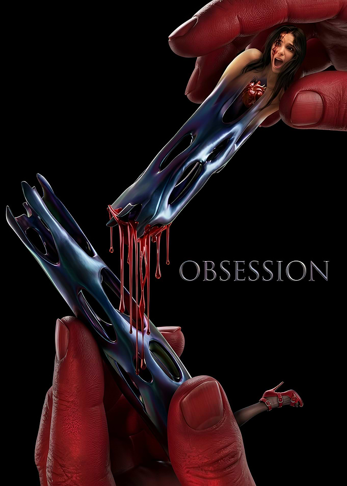 Horror movie poster with bloody scene