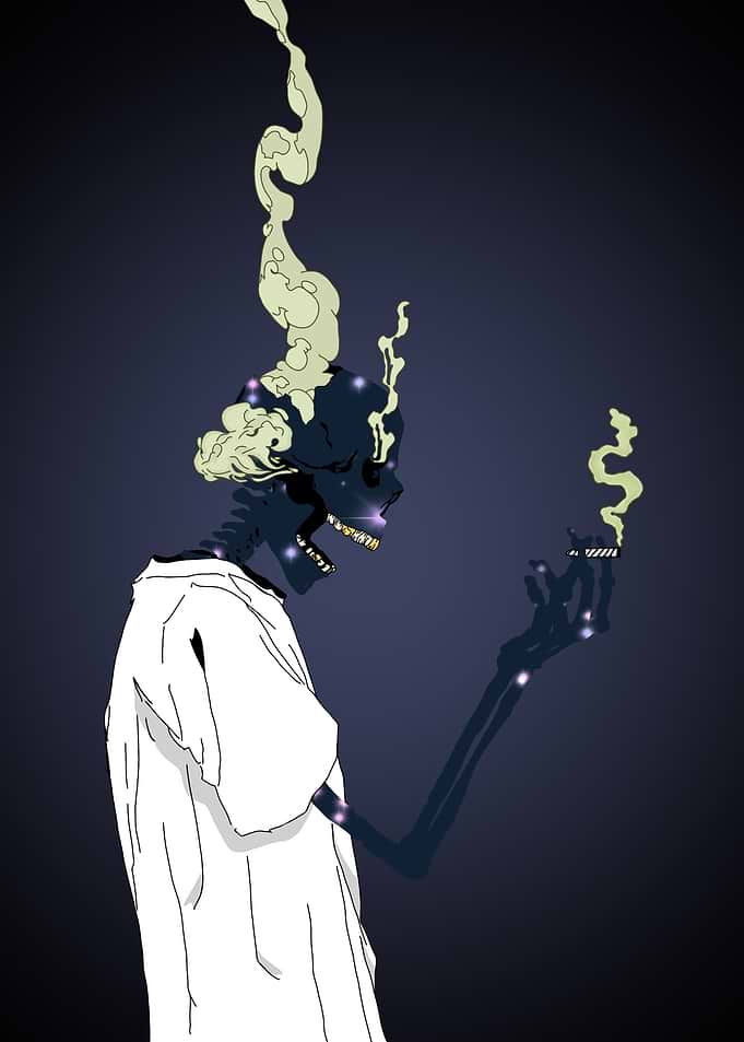 Skeleton Smoking Leaf