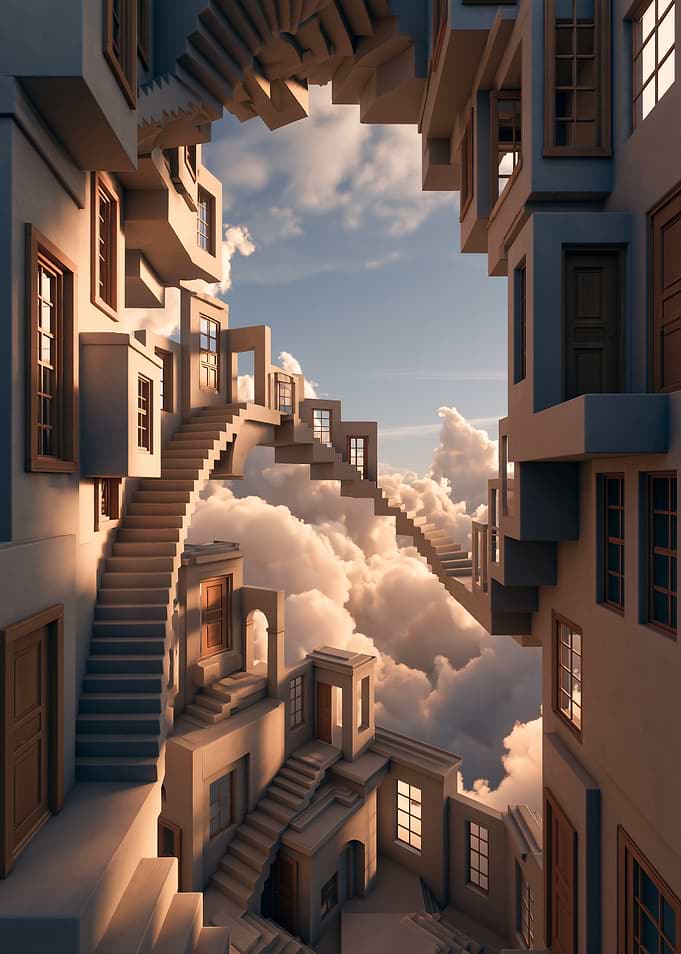 Escher-esque Staircase in the Clouds