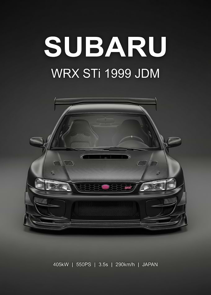 sleek Subaru WRX STI black car Poster