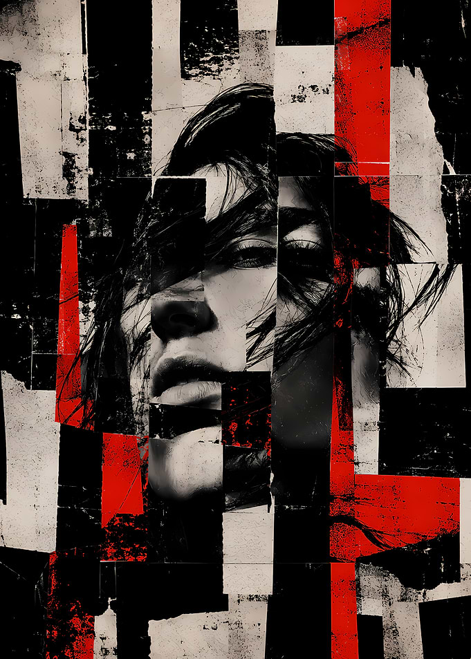 Abstract Portrait with Red and Black
