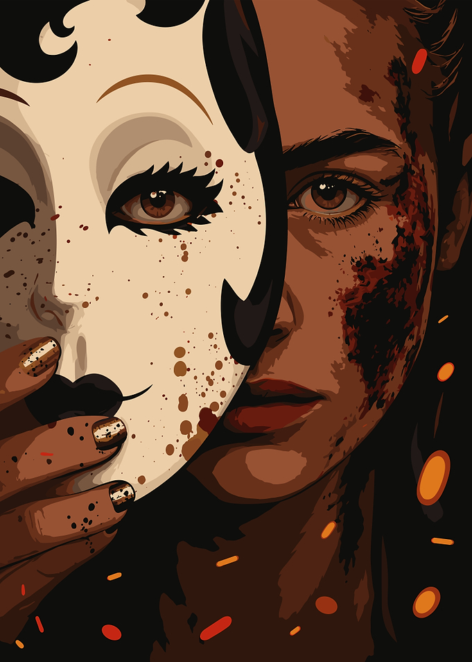 Woman Hiding Face Behind Mask