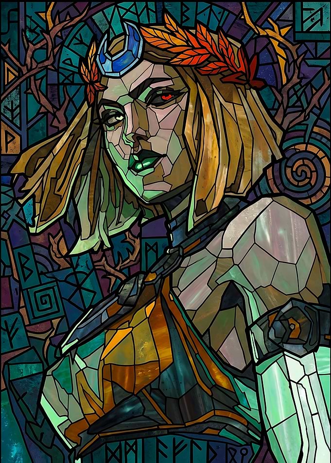 Stained Glass Portrait of Persephone