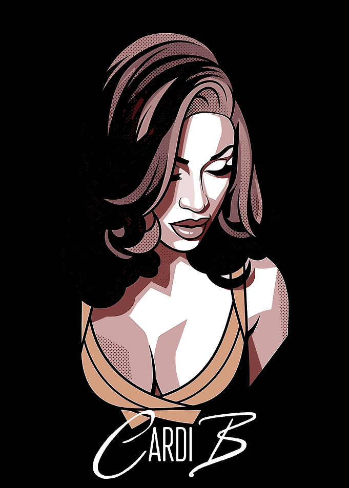 Cardi B Portrait with Signature