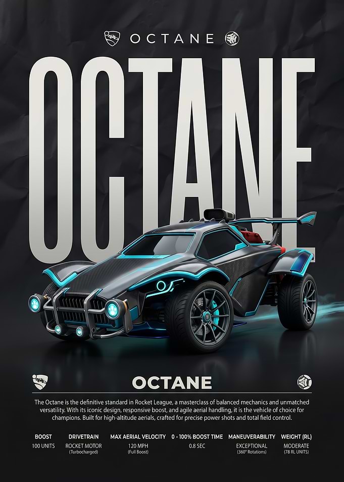 sleek Rocket League Octane Car poster