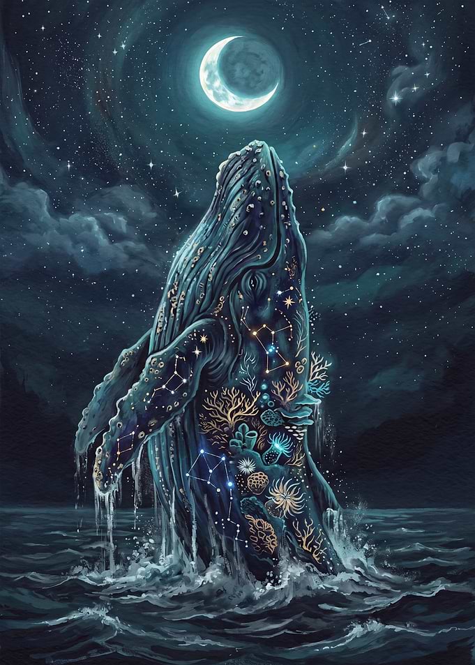 Celestial Whale in the Night Sea