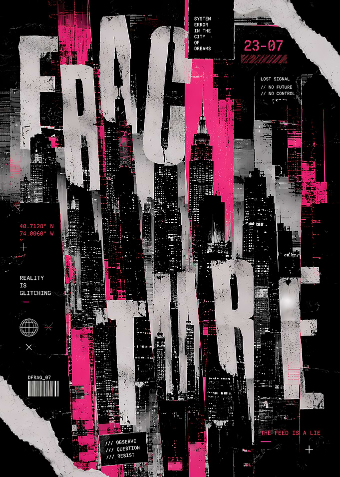 Fractured Cityscape with Glitch Art