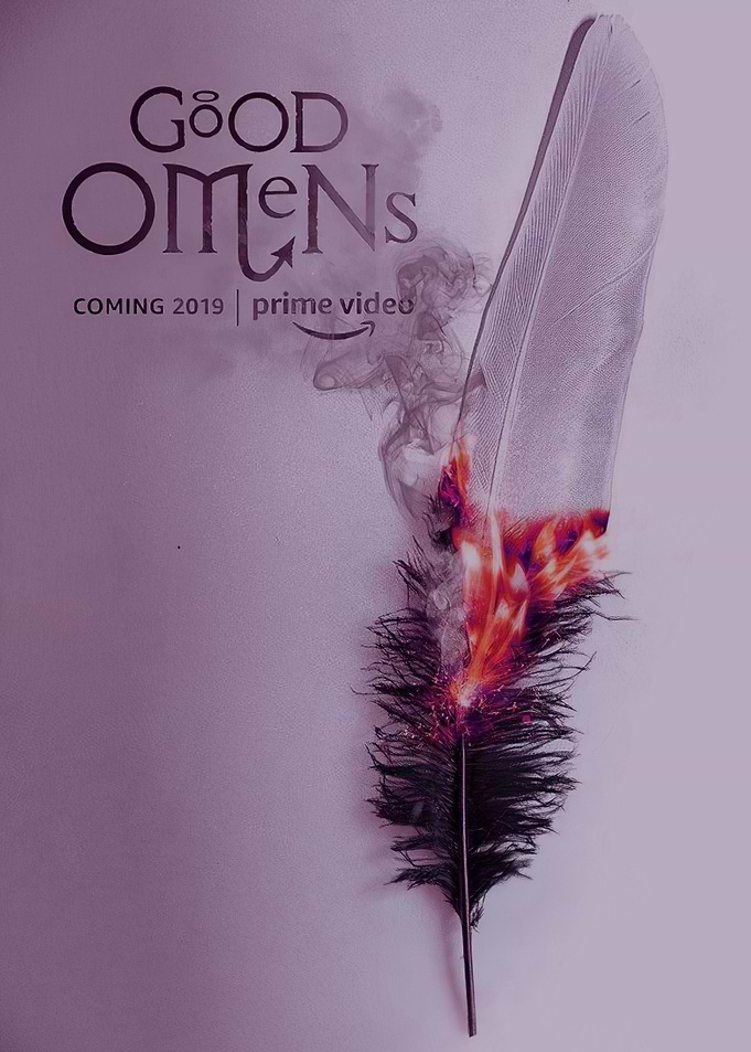 Good Omens feather burning poster