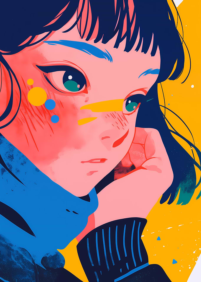 Anime Girl with Colorful Markings