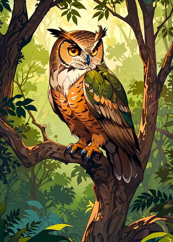 Majestic Owl Perched on a Branch