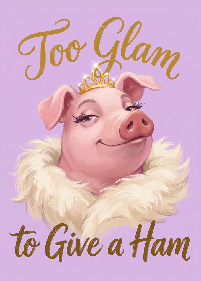 Glamorous Pig With Crown And Fur