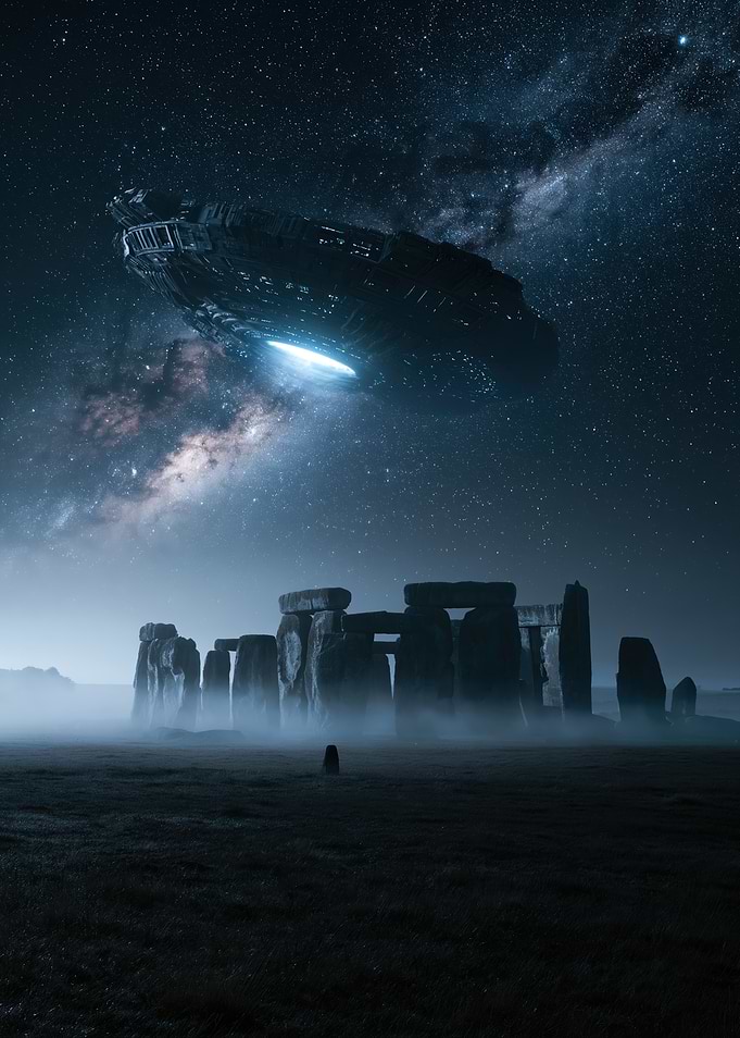 Alien Spaceship Over Stonehenge
