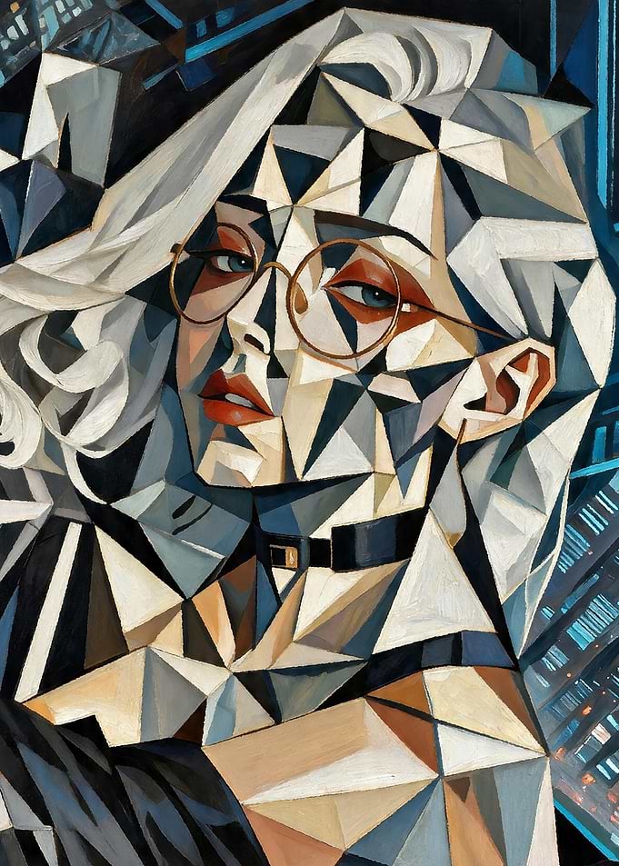 Geometric Portrait of a Woman with Glasses