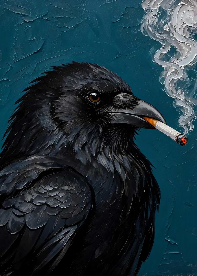 Raven Smoking a Cigarette