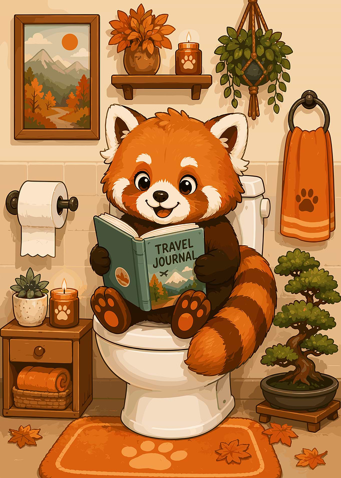 Red Panda Reading a Travel Journal