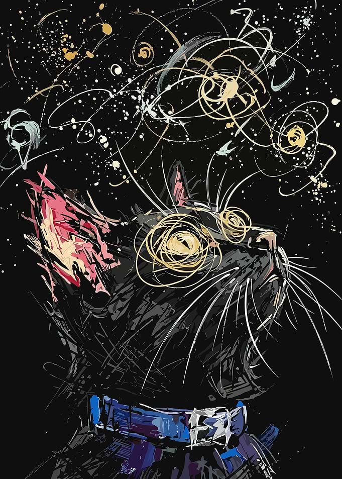 Abstract Black Cat with Splatter Art