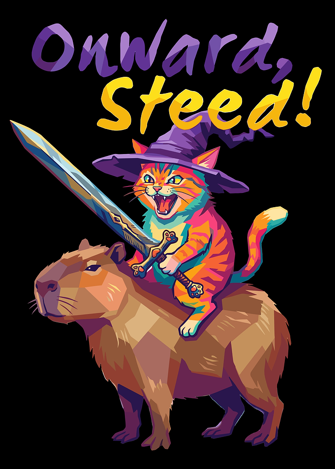 Cat Wizard Riding a Capybara