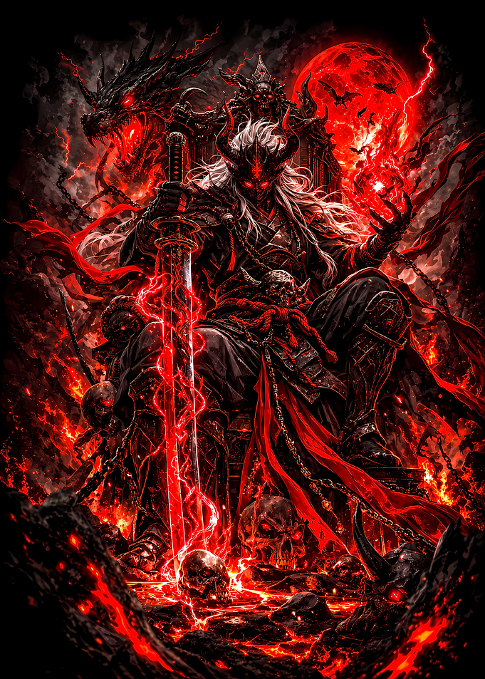 Demonic King with Fiery Sword