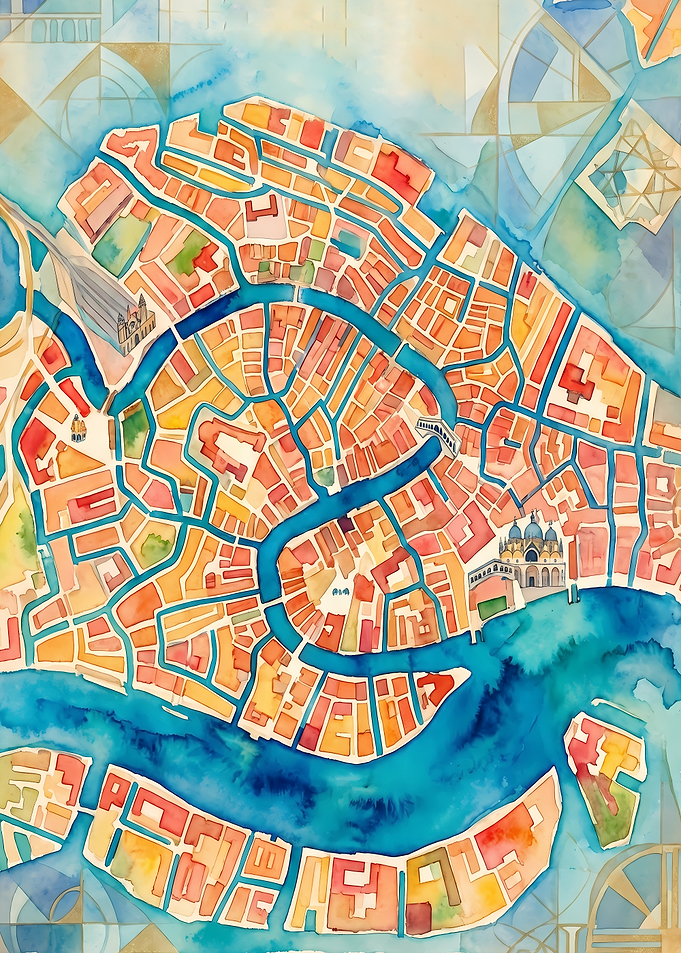 Watercolor Map of Venice